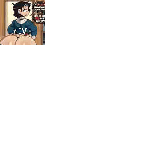 a picture of a cartoon character is surrounded by black squares and stairs .