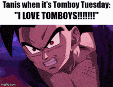 a picture of a cartoon character with a caption that says " i love tomboys "