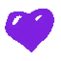 a pixel art purple heart with a hole in the middle on a white background