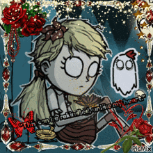 a picture of a girl and a ghost with the caption " i can t to rekindle a love in my heart "