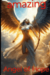 a painting of a woman with angel wings holding a bow and arrow