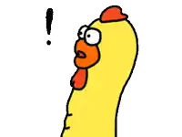 a cartoon of a chicken with an exclamation point on its head