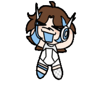 a cartoon of a girl wearing headphones and a white shirt