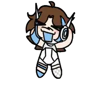 a cartoon of a girl wearing headphones and a white shirt