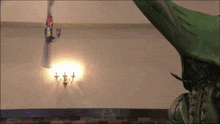 a statue of a dragon is hanging from a ceiling next to a light
