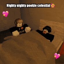 a cartoon of a person with the words nighty nighty pookie celestial