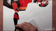 a drawing of mr. incredible is being made by animatica