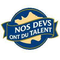 a logo for nos devs ont du talent in a blue circle