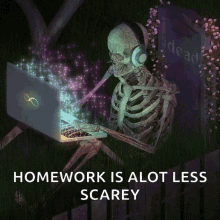 skeleton chillin music homework work