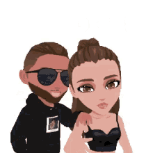 a man and a woman are standing next to each other in a cartoon .