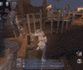 a screenshot of a video game shows a skeleton and a girl