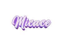 a purple and white logo that says micace on a white background