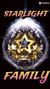 a poster for starlight family with a star in the center