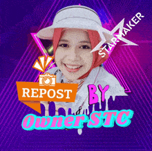 a woman wearing a hijab and a hat with a repost by owner stc
