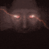 a close up of a person 's face with a lightning bolt coming out of their eyes