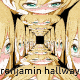 a picture of a girl with glasses and the words benjamin hallway