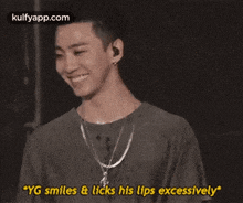 Yg Smiles & Licks His Lips Excessively.Gif GIF - Yg Smiles & Licks His Lips Excessively Person Human GIFs
