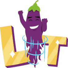 lit eggplant life joypixels eggplant jumping