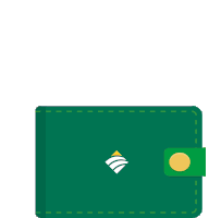 a green wallet with a mastercard and a cooperativo platinum credit card