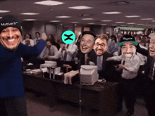 a man wearing a hat that says multivers is surrounded by other men