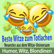 two smiley faces are laughing with tears coming out of their eyes and the words beste witze zum totlachen