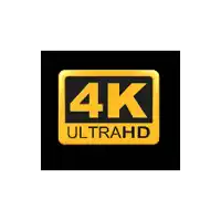 a yellow and black 4k ultra hd logo on a black background