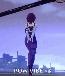 a woman in a purple dress is walking down a street with a sword .