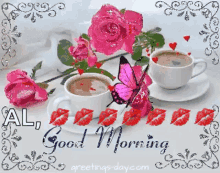 good morning coffee roses kiss