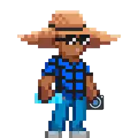 a pixel art of a man taking a selfie with the words snapshot written above him