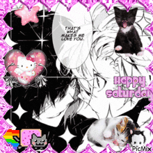 a collage of cats and hearts with the words happy saturday on the bottom