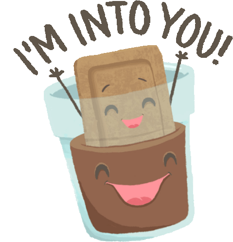 Biscuit Falls Into Chai, Saying "I'M Into You" Sticker - Chai And Biscuit Chocolate Choco Drink Stickers