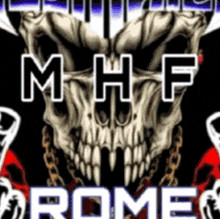 a poster with a skull and the words mhf rome on it