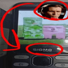 a sigma mobile cell phone with a picture of a man on the screen