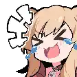 a pixel art of a girl with tears coming out of her eyes .