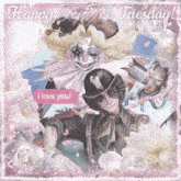 a happy fourth of tuesday card with two clowns