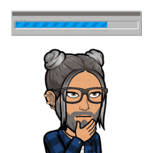 a cartoon of a man with glasses and a beard covering his mouth