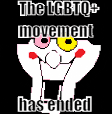 the lgbtq + movement has ended with a cartoon character on a black background