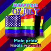 a rainbow flag with the words happy 4th of july