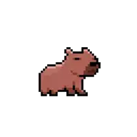 a pixel art illustration of a capybara standing on a white background .