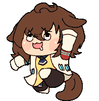 a pixel art drawing of a girl with brown hair and a horse 's tail