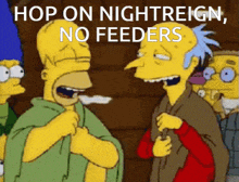a cartoon of homer simpson saying hop on nightreign