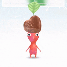 a cartoon drawing of a plant with a green leaf