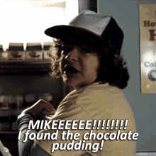 Stranger Things Dustin Henderson GIF - Stranger Things Dustin Henderson Mike I Found The Chocolate Pudding GIFs