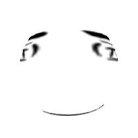 a black and white drawing of a person 's face with a smile .
