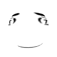 a black and white drawing of a person 's face with a smile .