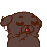 a cartoon drawing of a pug with its tongue hanging out