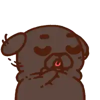 a cartoon drawing of a pug with its tongue hanging out