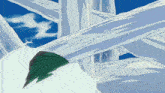 a cartoon drawing of a tree trunk in the snow