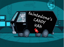 taintedone 's candy van with a red candy on the side
