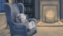 Tatty Teddy Fireplace GIF - Tatty Teddy Fireplace Sit GIFs